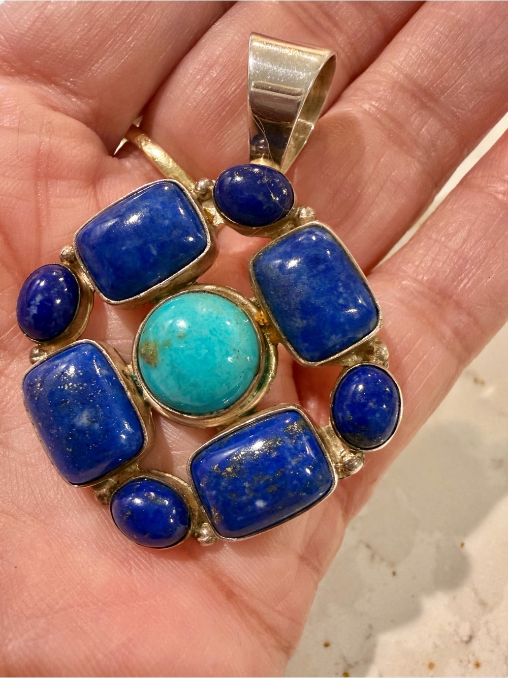 Desert Rose Trading DTR Sterling Silver Lapis Lazuli Turquoise Pendant Necklace